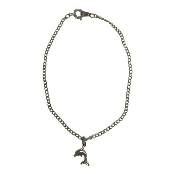Silver colored dolphin bracelet anklet vintage 90’s Y2K - Picture 1 of 5
